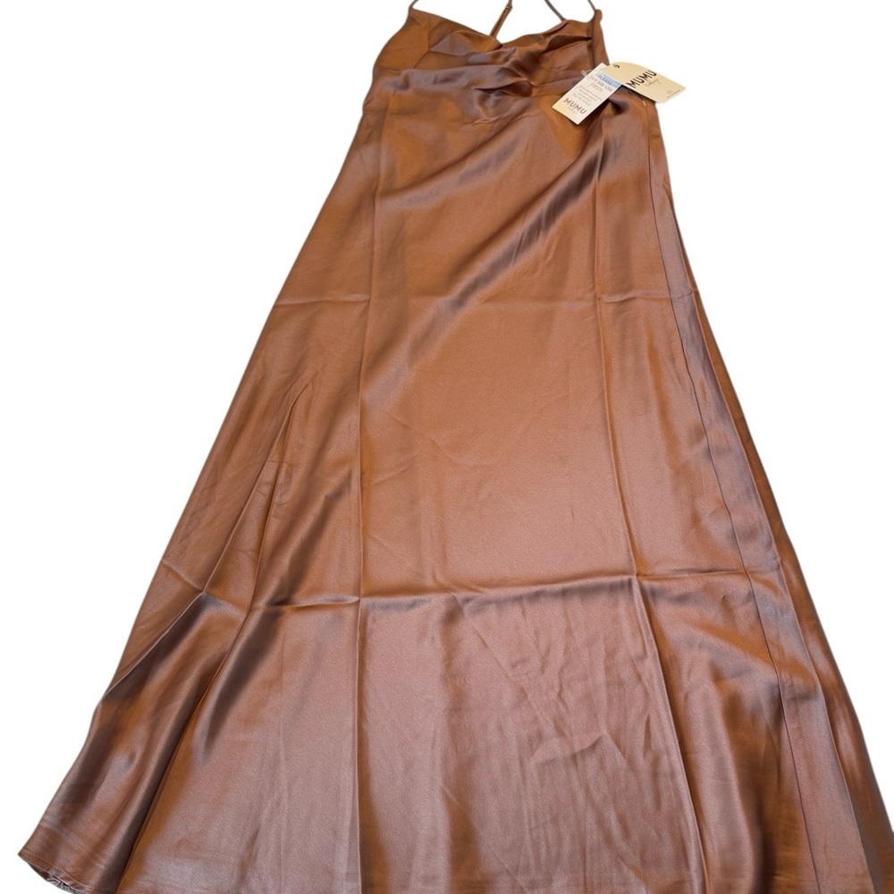 SHOW ME YOUR MUMU Verona Cowl Dress In Copper Luxe Satin NEW Size XS - Picture 12 of 15